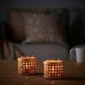PÅVEFINK Tealight holder, bamboo, 8 cm