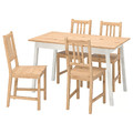 PINNTORP / PINNTORP Table and 4 chairs, light brown stained white stained/light brown stained, 125 cm