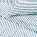 SMÅNUNNEÖRT Duvet cover and pillowcase, dark grey-blue white/striped, 150x200/50x60 cm