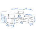 VIMLE 3-seat sofa with chaise longue, with headrest with wide armrests/Gunnared medium grey