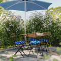 TÄRNÖ Table+4 chairs, outdoor, foldable black/light brown stained/foldable Klösan dark blue, 100x54 cm