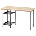 LAGKAPTEN/SPÄND Desk, white stained oak effect/black, 120x60 cm