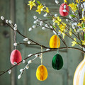 TJÄRLEK Hanging decoration, egg/mixed colours