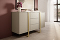 Cabinet with 2 Doors & 3 Drawers Verica 150 cm, cashmere/gold legs