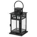 BORRBY Lantern for tealight, in/outdoor black, 20 cm