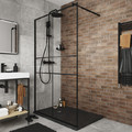 GoodHome Walk-in Shower Enclosure Ahti 120 cm, chrome/black
