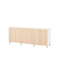 BESTÅ Storage combination with doors, white/Björköviken/Mejarp birch veneer, 180x42x74 cm
