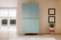 Wardrobe Nicole with Drawer Unit 100 cm, sage, gold legs