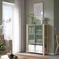 IVAR Cabinet with doors, pine/grey-green mesh, 89x30x124 cm
