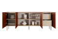 Four-Door Cabinet with Drawer Desin 220, ceramic red/nagano oak