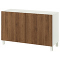 BESTÅ Storage combination with doors, white/Lappviken/Stubbarp walnut effect, 120x42x74 cm