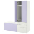 SMÅSTAD / PLATSA Storage combination, white lilac/with bench, 150x57x181 cm
