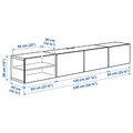BESTÅ TV bench with doors, white stained oak effect/Krukmakare beige, 240x42x38 cm