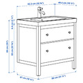 HEMNES / ORRSJÖN Wash-stnd w drawers/wash-basin/tap, white, 82x49x89 cm