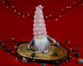 Christmas Gnome Decoration, 30 cm, Pink Spotted Hat