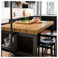VADHOLMA Kitchen island, black/oak, 126x79x90 cm