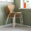 SKÅLSTA Chair, rattan/tubular metal/light grey-beige
