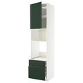 METOD / MAXIMERA High cab f oven/micro w dr/2 drwrs, white/Havstorp deep green, 60x60x240 cm