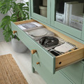 HEMNES Storage combination w doors/drawers, grey-green/light brown stained, 270x197 cm
