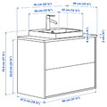 ÄNGSJÖN / BACKSJÖN Wash-stnd w drawers/wash-basin/tap, high-gloss white/white marble effect, 82x49x71 cm
