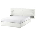 NORDLI Bed frame with storage and mattress, with headboard white/Åkrehamn firm, 140x200 cm