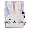 Plush Diary with Padlock, Pen & Headphones - Bunny, assorted colours