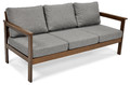 Outdoor Wooden 3-seat Sofa BELLA, brown/graphite