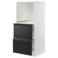 METOD / MAXIMERA High cabinet w 2 drawers for oven, white/Upplöv matt anthracite, 60x60x140 cm