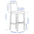 BERGMUND Bar stool with backrest, oak/Gunnared medium grey, 62 cm