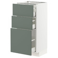 METOD / MAXIMERA Base cabinet with 3 drawers, white/Bodarp grey-green, 40x37 cm