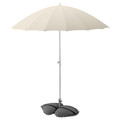 SAMSÖ / IGGÖN Parasol with base, tilting beige/dark grey, 200 cm