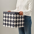 TJENA Storage box with lid, white black/dotted, 32x35x32 cm