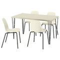 SKÅLSTA Table and 4 chairs, light grey-beige hairpin black-grey/plastic beige tubular metal/black-grey, 140x80 cm