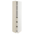 METOD / MAXIMERA High cabinet with drawers, white/Havstorp beige, 40x60x200 cm