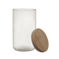Elegant Glass Storage Jar with Bamboo Lid 1l, grey