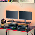 LÅNESPELARE Monitor stand, black, 97x19 cm