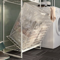 JOSTEIN Shelving unit with bags+grid, in/outdoor wire/transparent white, 62x40/76x180 cm