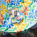 PILLERSTARR Tablecloth, multicolour round, 150 cm