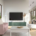 BESTÅ TV bench with doors, white/Krukmakare dark grey-green, 180x42x38 cm