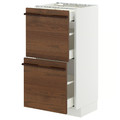 METOD / MAXIMERA Base cab with 2 fronts/3 drawers, white/Stensta dark brown ash veneer, 40x37 cm