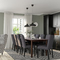 STRANDTORP / BERGMUND Table and 8 chairs, brown/Gunnared medium grey, 150/205/260 cm