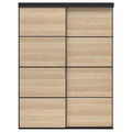 SKYTTA / MEHAMN Sliding door combination, black/double sided white stained oak effect, 152x205 cm