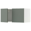 METOD Wall cabinet with 2 doors, white/Nickebo matt grey-green, 80x40 cm