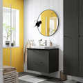 HAVBÄCK / ORRSJÖN Wash-stnd w drawers/wash-basin/tap, dark grey/black marble effect, 82x49x71 cm