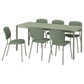 VIHALS / VIHALS Table and 6 chairs, green/green Tibbleby grey-green, 120/180x74 cm