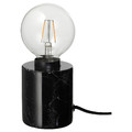 MARKFROST / LUNNOM Table lamp with light bulb, marble black/globe clear