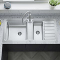 GoodHome Kitchen Sink with drainer, 1.5-bowl, stainless steel