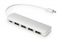 Digitus 4-Port USB-C HUB + PD 4x USB 3.0, 1x PD Charging, silver