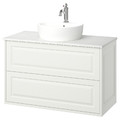 TÄNNFORSEN / TÖRNVIKEN Wash-stnd w drawers/wash-basin/tap, white/white marble effect, 102x49x79 cm