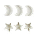 Set of 6 Serving Dishes Star/Moon, white